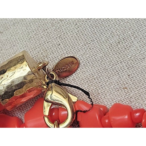 Chico's Faux Coral Chunky Multi Strand Beaded Elegant Necklace & Earrings - Picture 4 of 8